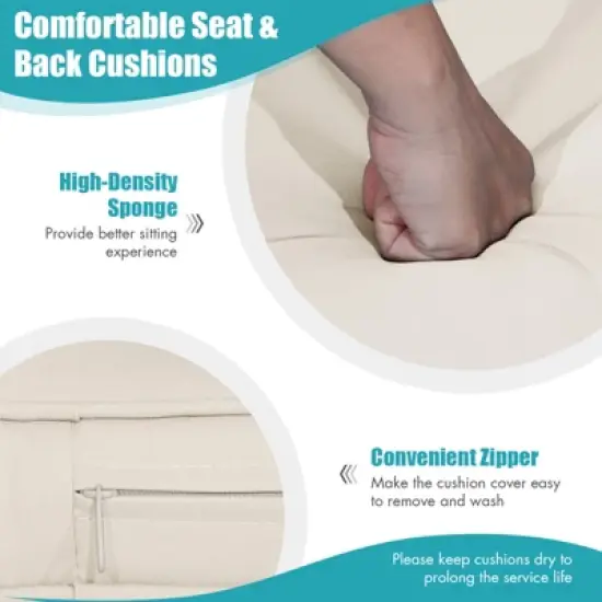 Tangkula Outdoor Porch Swing Bench, Patio Wicker Hanging Swing with Rustproof Chains & Comfortable Cushions Off White/Turquoise/Red/Black image {8}