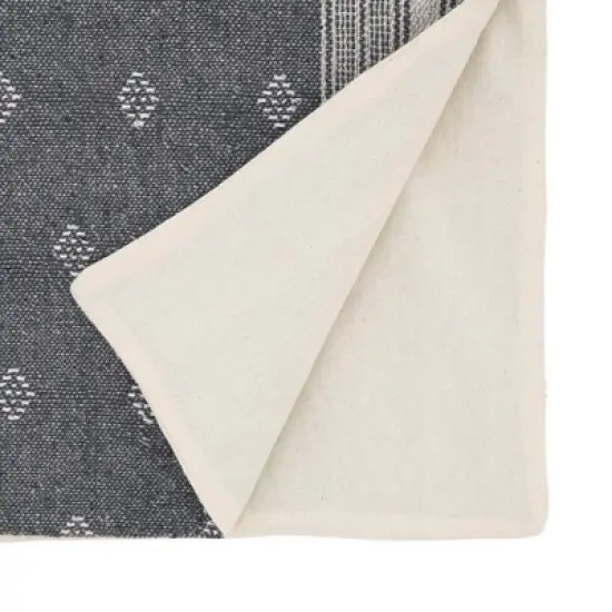 Saro Lifestyle Diamond Patterned Woven Stripe Table Runner, 16"x72", Gray image {1}