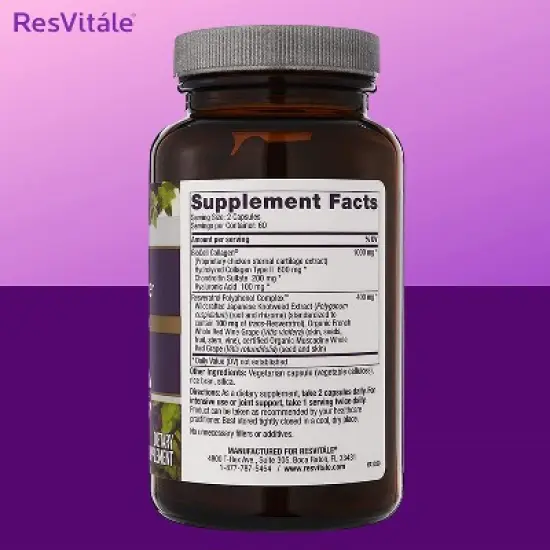 ResVit&aacute;le Collagen Enhance - Beauty Supplement with Hyaluronic Acid & Resveratrol - 120 Capsules image {1}