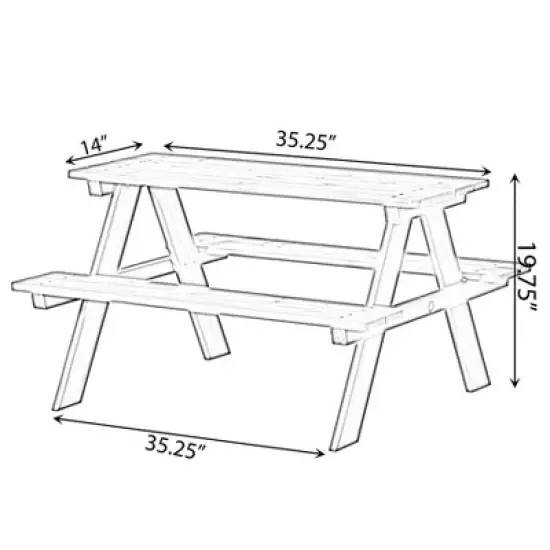Gardenised Wooden Kids Outdoor Picnic Table for Garden and Backyard, Stained image {7}