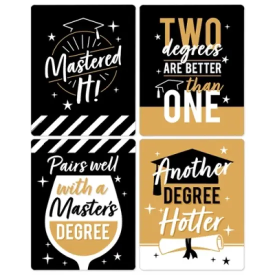 Big Dot of Happiness Mastered It - Master's Degree Graduation Party Decorations for Women and Men - Wine Bottle Label Stickers - Set of 4 image {5}
