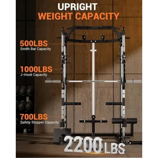 Acekool 2200LB Smith Machine Power Cage, Multi-Function Home Gym with Cable Crossover, LAT Pulldown, Squat Rack, Attachments image {6}