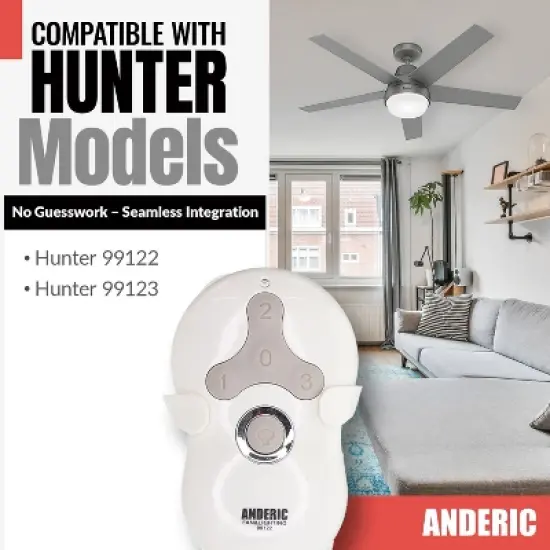 Anderic 99122 Replacement Ceiling Fan Remote Control for Hunter 99122, IN2TX41, 2AN5T-99122 image {5}