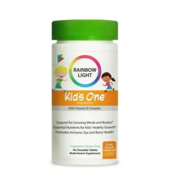 Rainbow Light Kids One Multivitamin With Vitamin B Complex | 90 Chewable Tablets | Fruit Punch image {1}