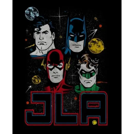 Justice League JLA Four Heroes Black T-shirt Toddler Boy to Youth Boy image {1}