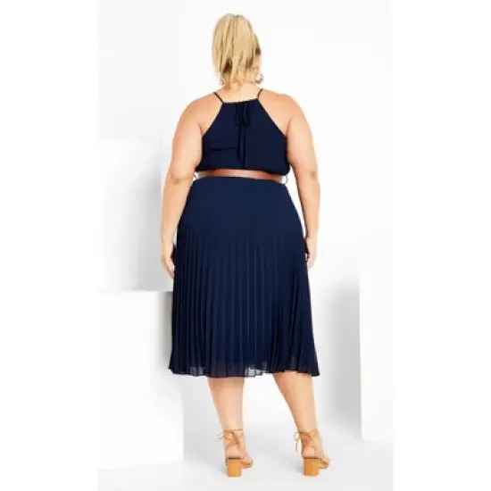 Women's Plus Size  DRESS HALTER PLEAT | CITY CHIC image {3}