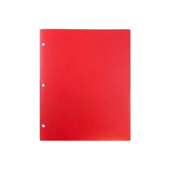 JAM Paper Heavy Duty Plastic 3 Hole Punch Two-Pocket School Folders Red 383HHPREA image {4}