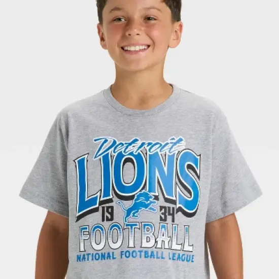 Boys' Detroit Lions Oversized Short Sleeve Graphic T-Shirt - Gray image {1}
