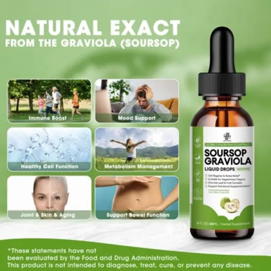 MM iMatchme Soursop Graviola Liquid Drop for Cell Support & Regeneration, Immune Boost, Herbal Goodness, Sugar/Gluten Free, 2 Fl Oz image {4}