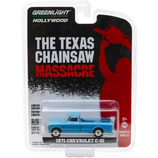 1971 Chevrolet C-10 Pickup Truck Dusty Blue "The Texas Chainsaw Massacre" 1974 Movie 1/64 Diecast Model Car Greenlight image {2}