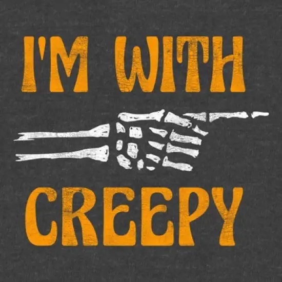 Men's I'm With Creepy Graphic Pullover Sweatshirt - Charcoal Gray - Halloween image {2}