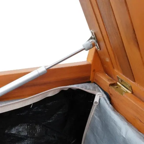 Outsunny 41 Gallon Outdoor Storage Bench, Wooden Deck Box with Inner Waterproof PE Lining, 2-Seat Container for Patio Garden Balcony Yard image {6}