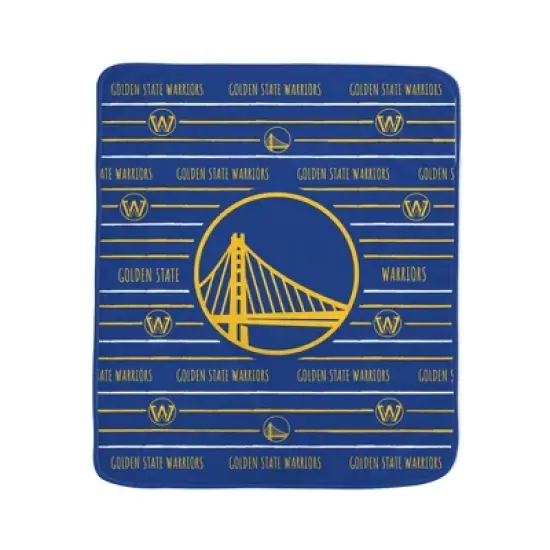NBA Golden State Warriors Logo Stripe Binding Edge Flannel Fleece Blanket image {1}