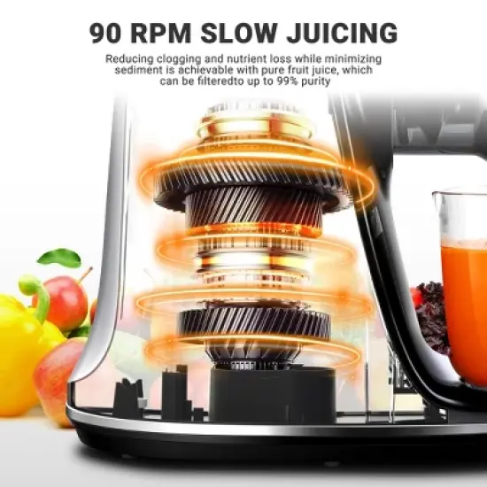 Masticating Juicer, Slowe Cold Press Juicer with 7 Spiral Masticating, Reverse Function, Juicer Machines with Food Grade Anti-oxidation Materials image {2}