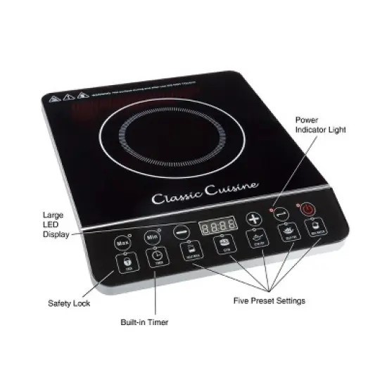 Hastings Home Countertop 1800W Single Burner Induction Cooktop image {2}