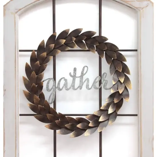 Stratton Home Decor Gather Bronze Wreath Window Wall Decor, Distressed White image {4}