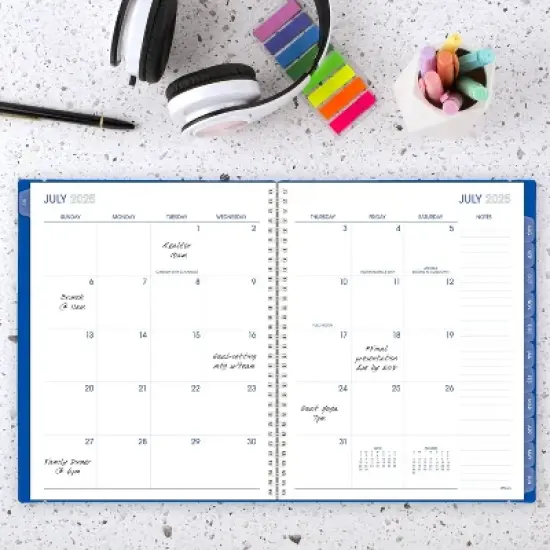 Mead 0.55"x9.01" Large 2025-2026 Monthly Color Pop Royal Blue Planner image {6}