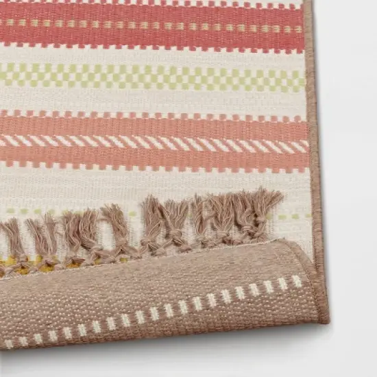 7' x 10' Textural Stripe Woven Outdoor Rug Pink - Threshold&trade; image {3}