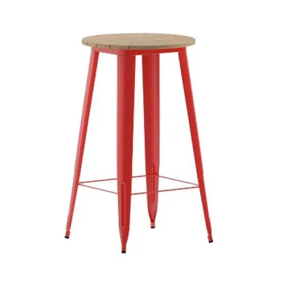 Flash Furniture Declan Commercial Indoor/Outdoor Bar Top Table, 23.75" Round All Weather Poly Resin Top with Steel base image {13}