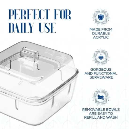 Elle Decor Acrylic Blue Tray w/ 6 Clear Bowls, Condiment Dishes, Serving Bowls, or Buffet Server, BPA Free, Perfect for Fruit, Appetizers, Chip & Dip image {3}