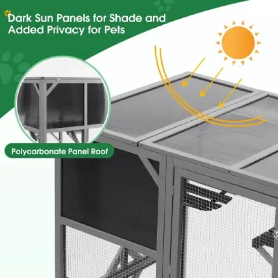 Cat House For Outside With 6 Platforms, Cat Cage With Waterproof Roof In 60 Inch Tall, Modern Cat House-Cuddlewood image {6}