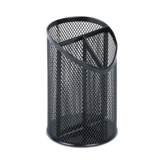 Universal Metal Mesh 3-Compartment Pencil Cup, Black, 4.13"d x 6"h image {1}