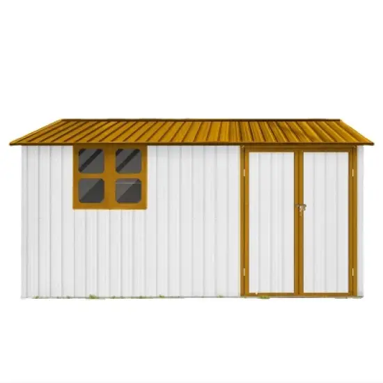 Metal Metal garden sheds outdoor storage sheds with window Yellow+White image {1}