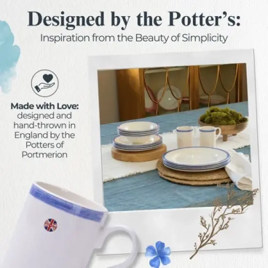 Portmeirion Potter's 9oz Brushstroke Breakfast Mug, Set of 4, Elegant Earthenware Tea Mugs with Handle, Ideal Gift for Coffee Lovers - Blue image {5}