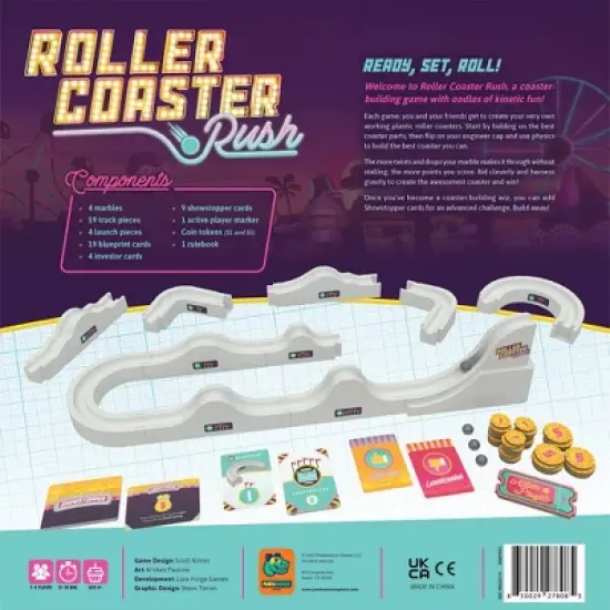 Roller Coaster Rush Game: Asmodee Creative Engineering Board for 2-4 Players, Includes Cards & Marbles image {2}