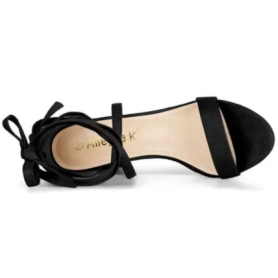 Allegra K Women's Open Toe Lace Up Chunky High Heels Sandals image {3}