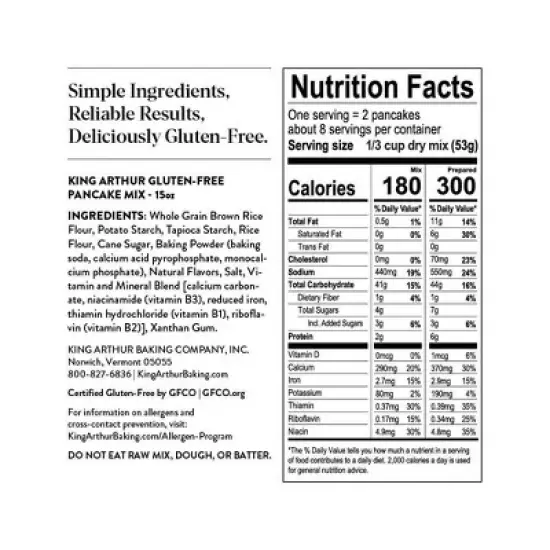 King Arthur Flour Gluten Free Pancake Mix - 15oz image {3}