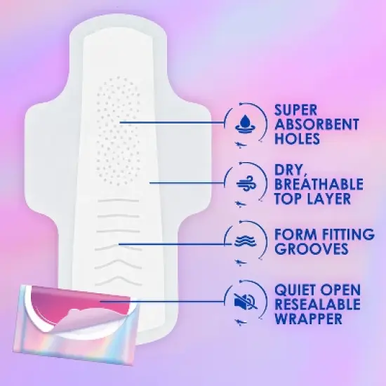 Always Pocket Flexfoam Size 2 Unscented Pads - Heavy image {2}