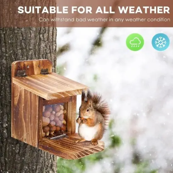 Snynuxx Squirrel Feeder Table, Wooden Squirrel Picnic Table Feeders for Outdoors, Funny Squirrel Feeder Nuts Bar Corn Cob with Soild Structure (Brown) image {5}