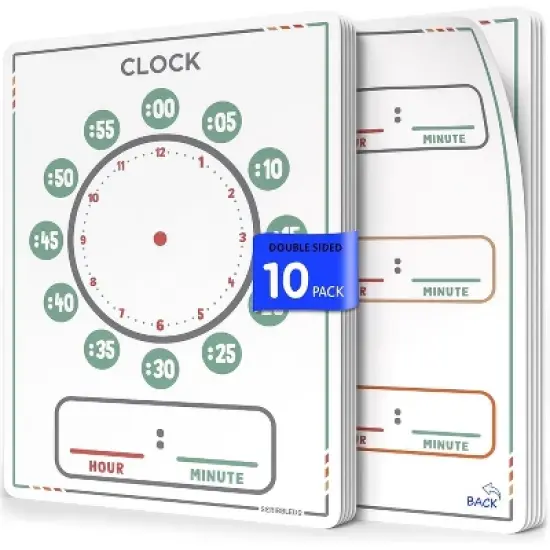 SCRIBBLEDO Telling Time 9"x12" Dry Erase Sheets Pack of 10 image {7}