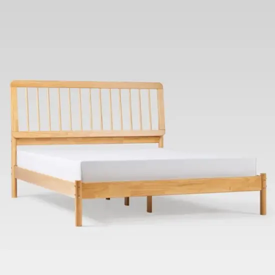 Saracina Home Queen MidCentury Modern Solid Wood Bed with Framed Spindle Headboard image {13}