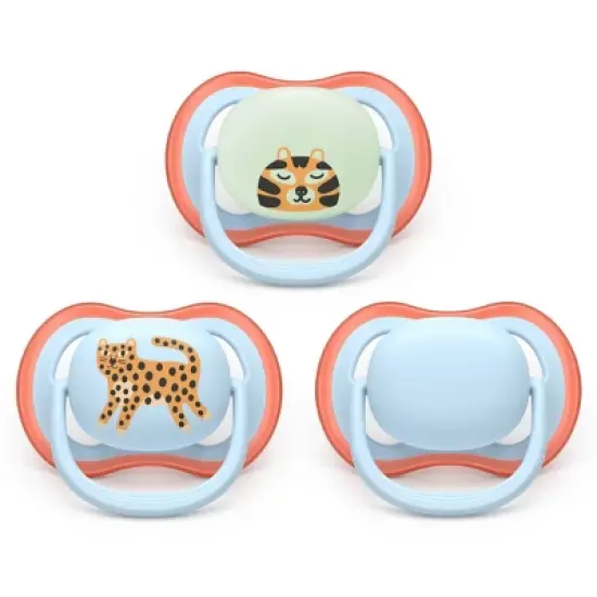 Philips Avent Ultra Air Pacifiers 6-18m - Leopard/Sleeping Tiger Day+Night - 3pk image {4}