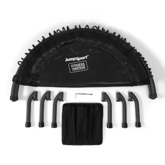 JumpSport 550f PRO Indoor Heavy Duty Lightweight 44 Inch Folding Fitness Trampoline with Arched Legs and 7 Adjustable Tension Settings, Black image {3}