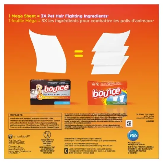 Bounce Pet Hair and Lint Guard Mega Dryer Sheets - Fresh image {8}