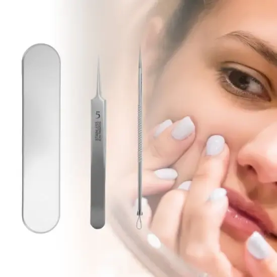 Unique Bargains Convenient Pimple Extractor 5.51"x1.15" Silver Tone 1 Set image {3}