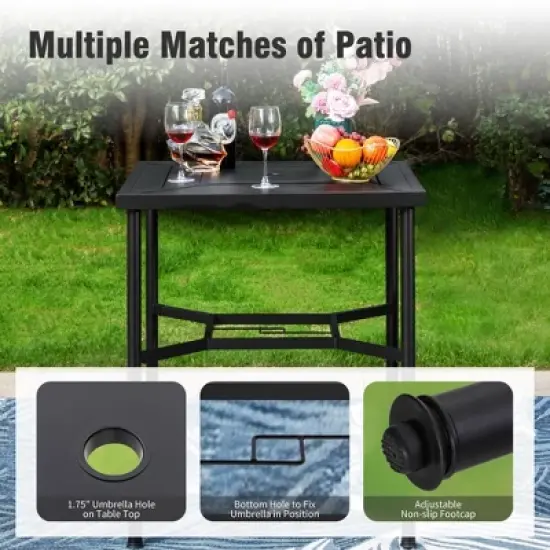 Captiva Designs 5pc Outdoor Patio Metal Bar Height Table & Bar Swivel Chair with Cushion and Armrest image {2}