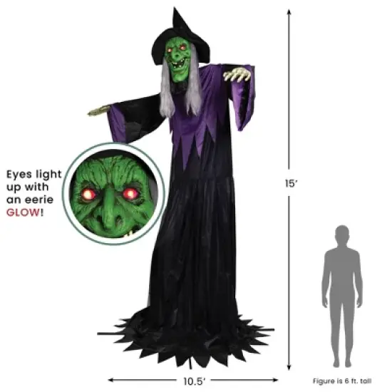 Northlight Huge Lighted and Animated Talking Witch Commercial Outdoor Halloween Decoration - 15' image {10}