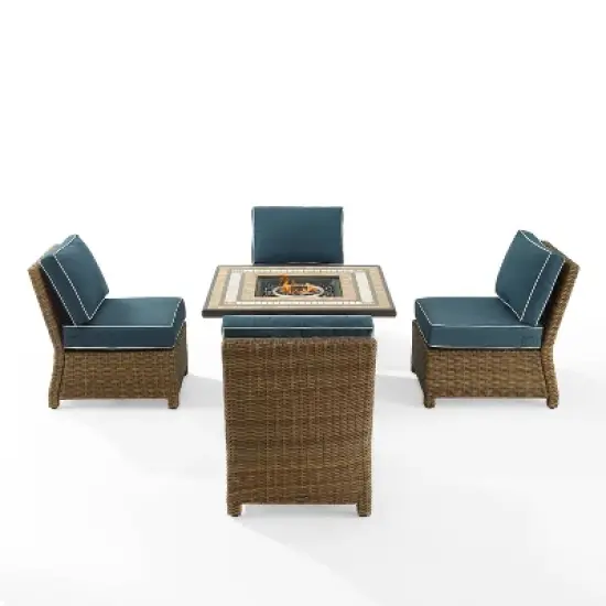 Bradenton 5pc Outdoor Wicker Armless Chair & Fire Table Set - Crosley
 image {6}