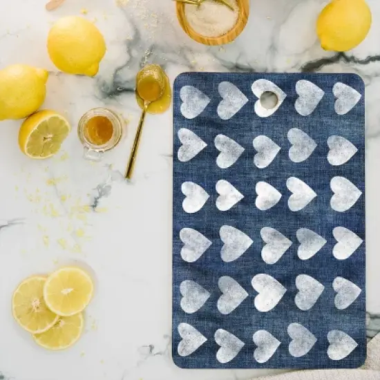 Schatzi Brown Heart Stamps Denim Cutting Board - Deny Designs image {1}