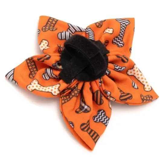The Worthy Dog Halloween Bones Flower - Adjustable Pet Collar Accessory image {1}