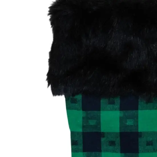 Northlight 20" Green and Black Plaid Christmas Stocking image {2}