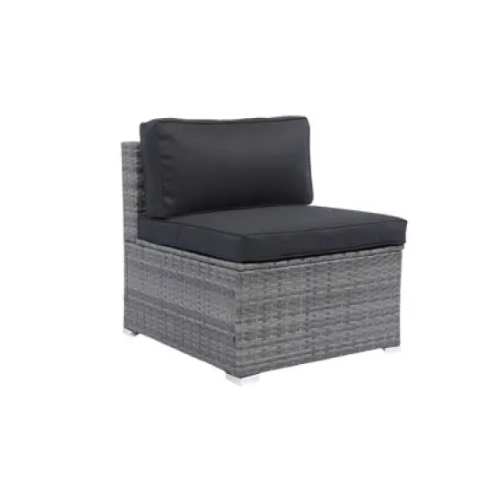 7-Piece Patio Furniture Set with Retractable Canopy, Wicker Rattan Conversation Set with Washable Cushions Gray+Black 4M - ModernLuxe image {8}