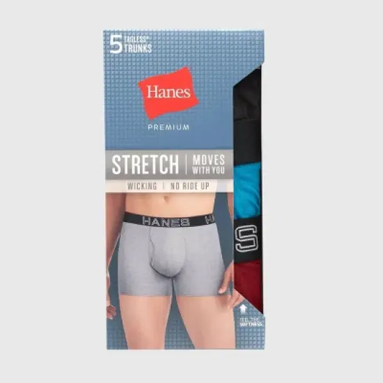 Hanes Premium Men's Mid-Rise Stretch Trunks 5pk - Blue/Black/Gray image {4}