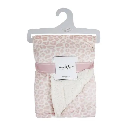 Nicole Miller Mauve Cheetah Printed Mink/Sherpa Throw Blanket - Pink image {1}