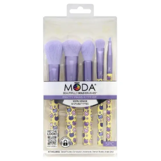 MODA Brush Pretty Paws 5pc Kitty Makeup Brush Kit, Includes Domed Shader, Angle Liner, and Accentuate Makeup Brushes image {6}