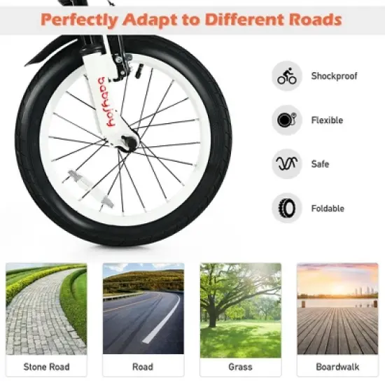 Costway 16'' Kids Bike Toddlers Adjustable Freestyle Bicycle w/ Training Wheels image {5}